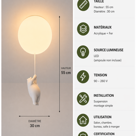 Ours Polaire – Plafonnier LED | Suspension Décorative Globe Figurine Chambre Enfant
