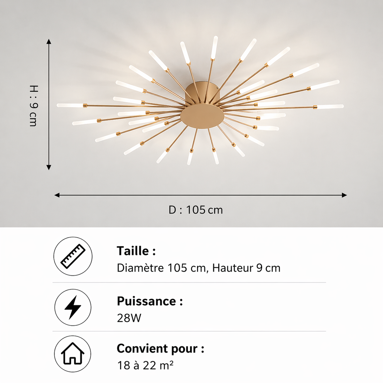 Spiral – Plafonnier Salon | Luminaire Design Doré Noir Style Nordique