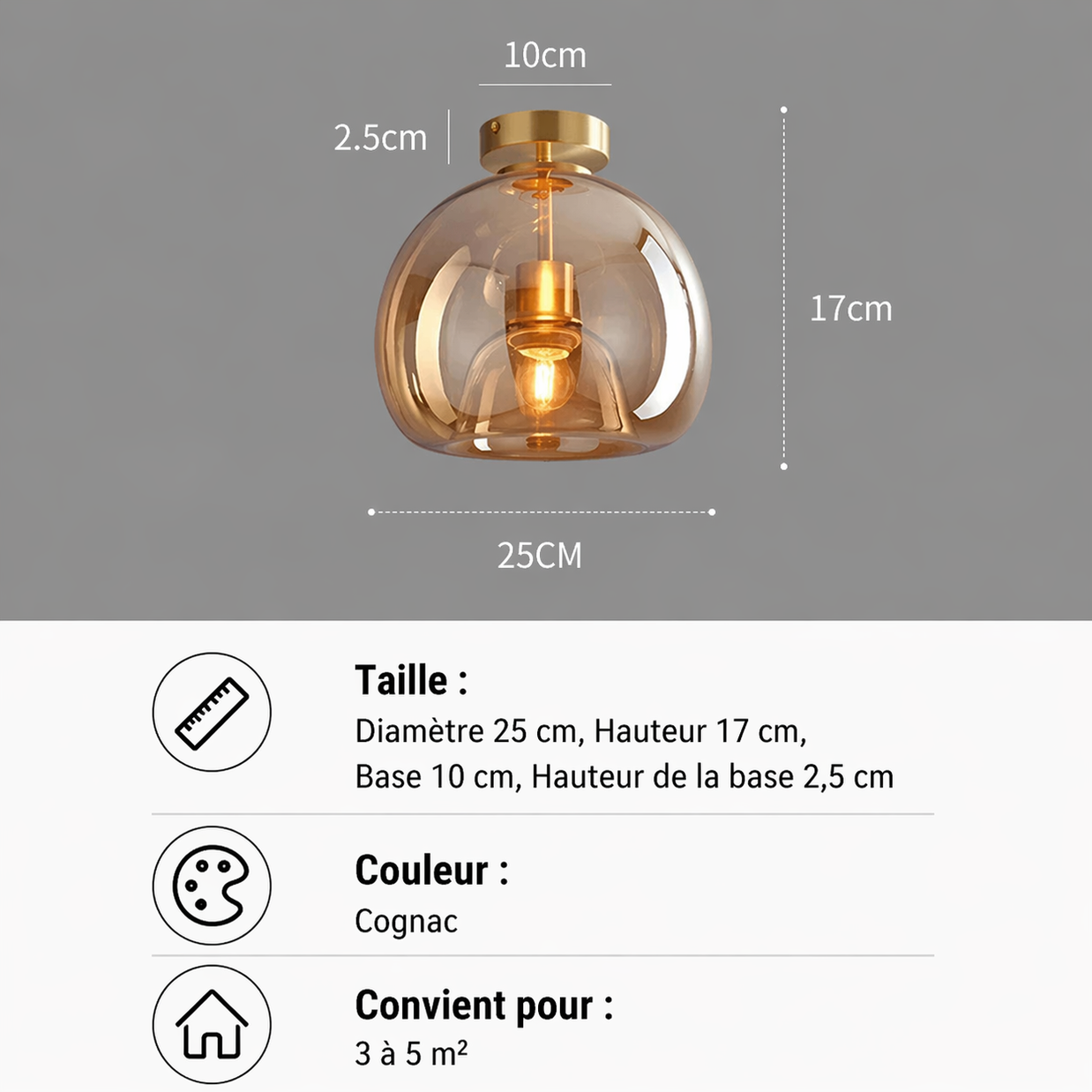Luna – Plafonnier Salon | Plafonnier Globe Verre