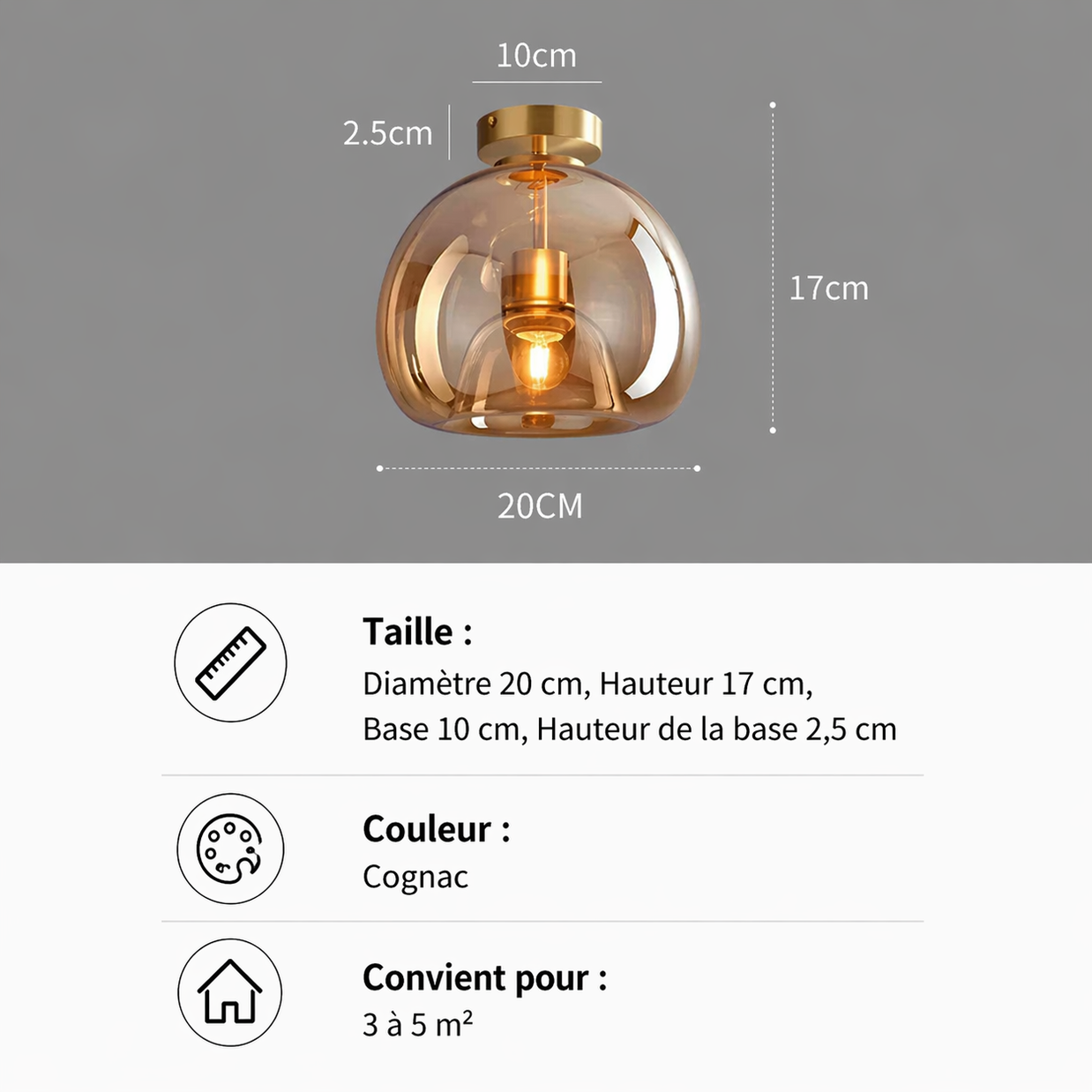 Luna – Plafonnier Salon | Plafonnier Globe Verre