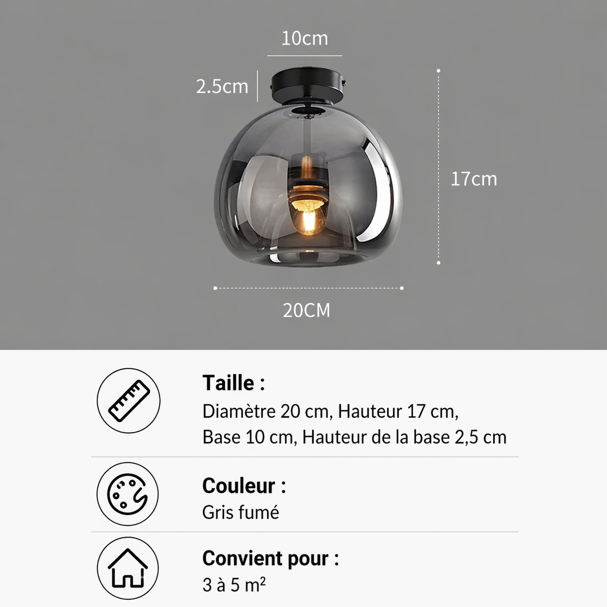 Luna – Plafonnier Salon | Plafonnier Globe Verre