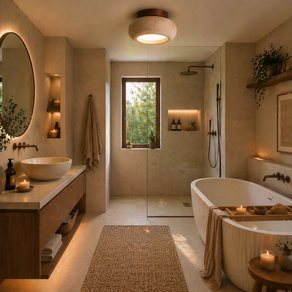 Mercure – Plafonnier Salle de Bain | Luminaire Pierre Travertin Bois design Minimaliste