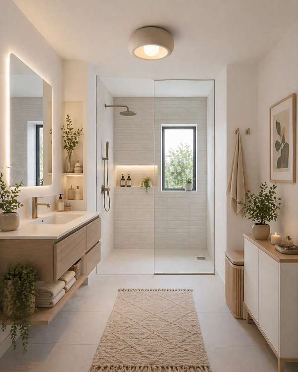 Boku – Plafonnier Salle de Bain | Plafonnier LED Dimmable Effet Bois
