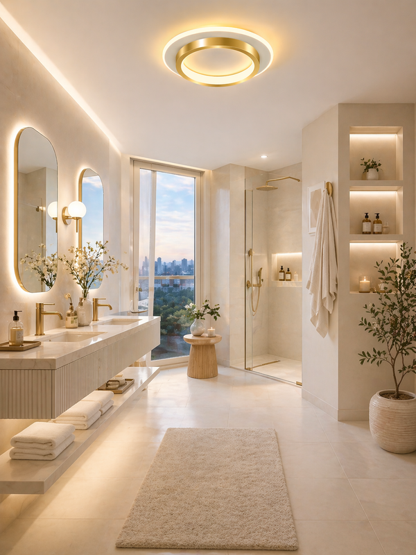 Pure – Plafonnier Salle de Bain | Plafonnier Doré Nordique Lumière Variable