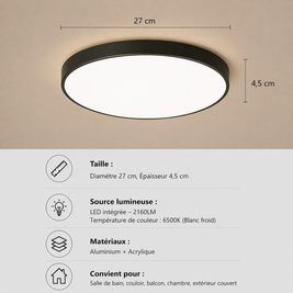 Neptune – Plafonnier Salle de Bain | Plafonnier LED Rond