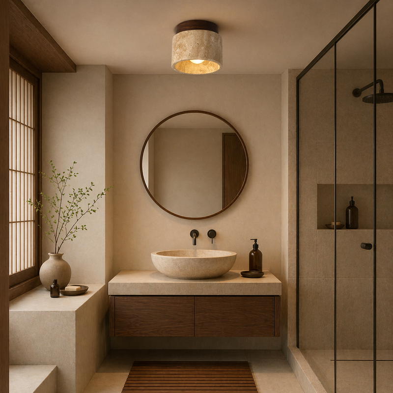 Noyer – Plafonnier Salle de Bain | Luminaire Bois Pierre