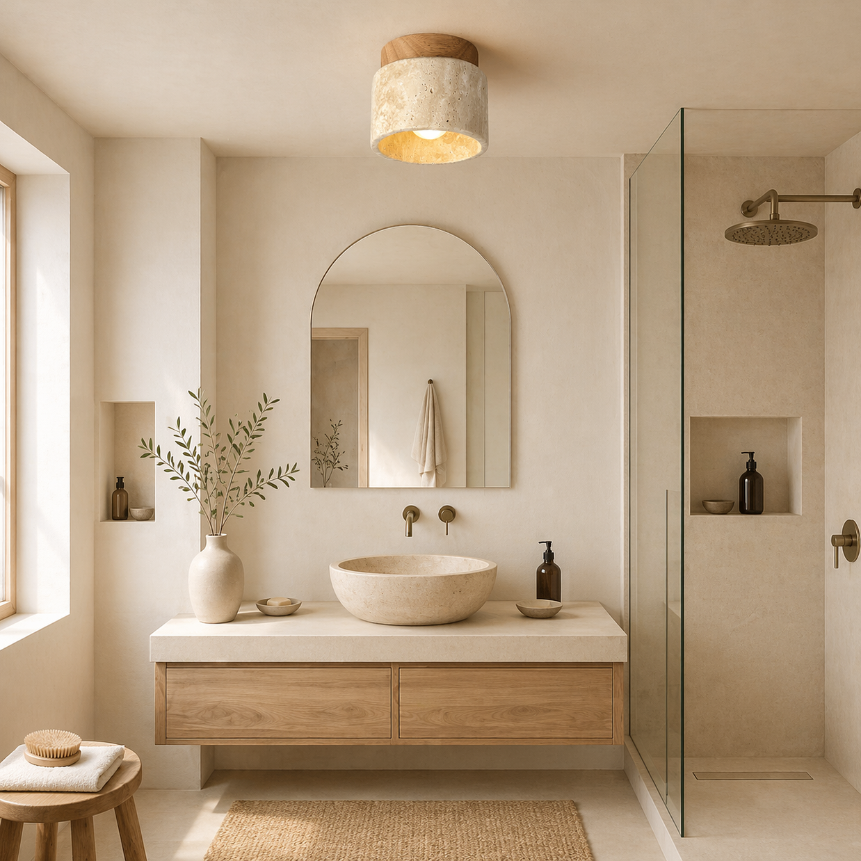 Noyer – Plafonnier Salle de Bain | Luminaire Bois Pierre