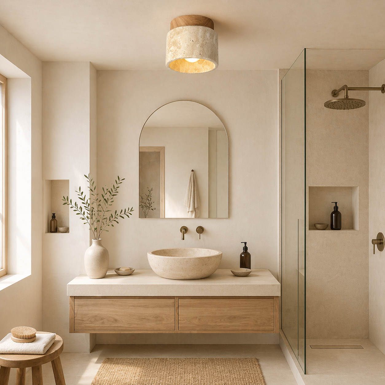 Noyer – Plafonnier Salle de Bain | Luminaire Bois Pierre