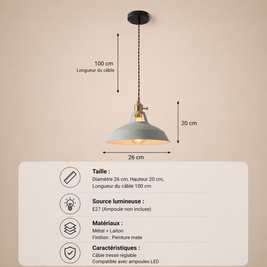 80's – Lustre | Suspension Industrielle Métal Vintage Multicolore