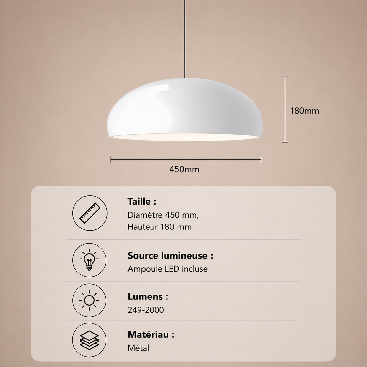 Milan – Lustre | Suspension Dôme