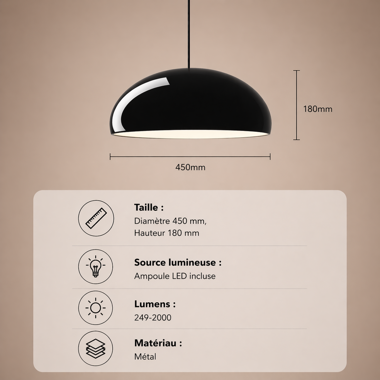 Milan – Lustre | Suspension Dôme