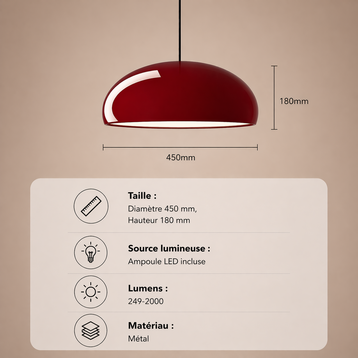 Milan – Lustre | Suspension Dôme