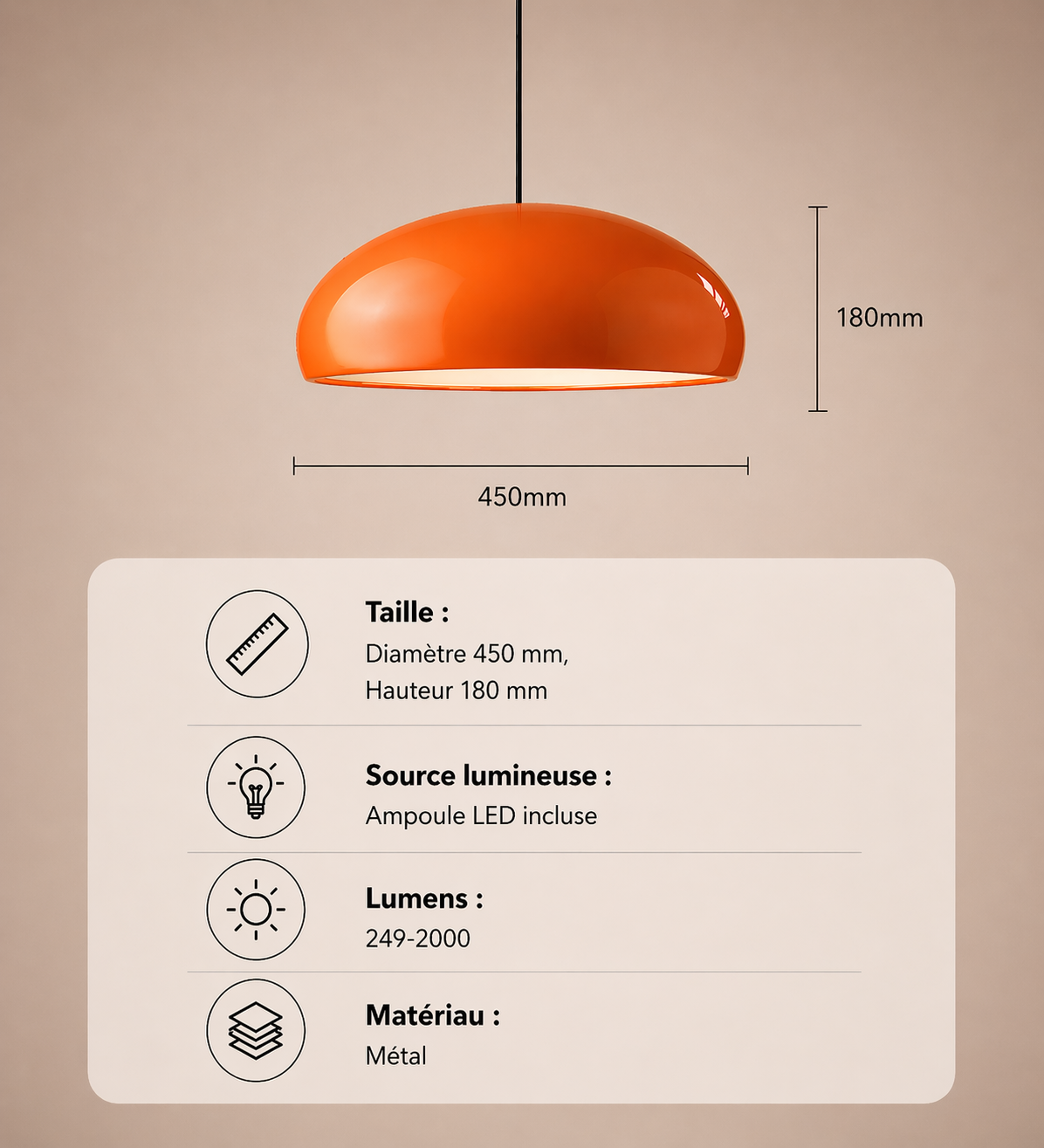 Milan – Lustre | Suspension Dôme