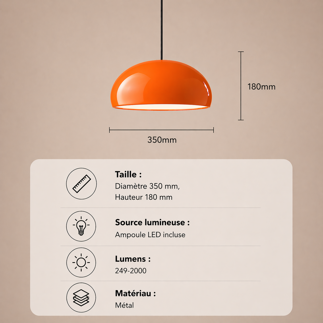 Milan – Lustre | Suspension Dôme