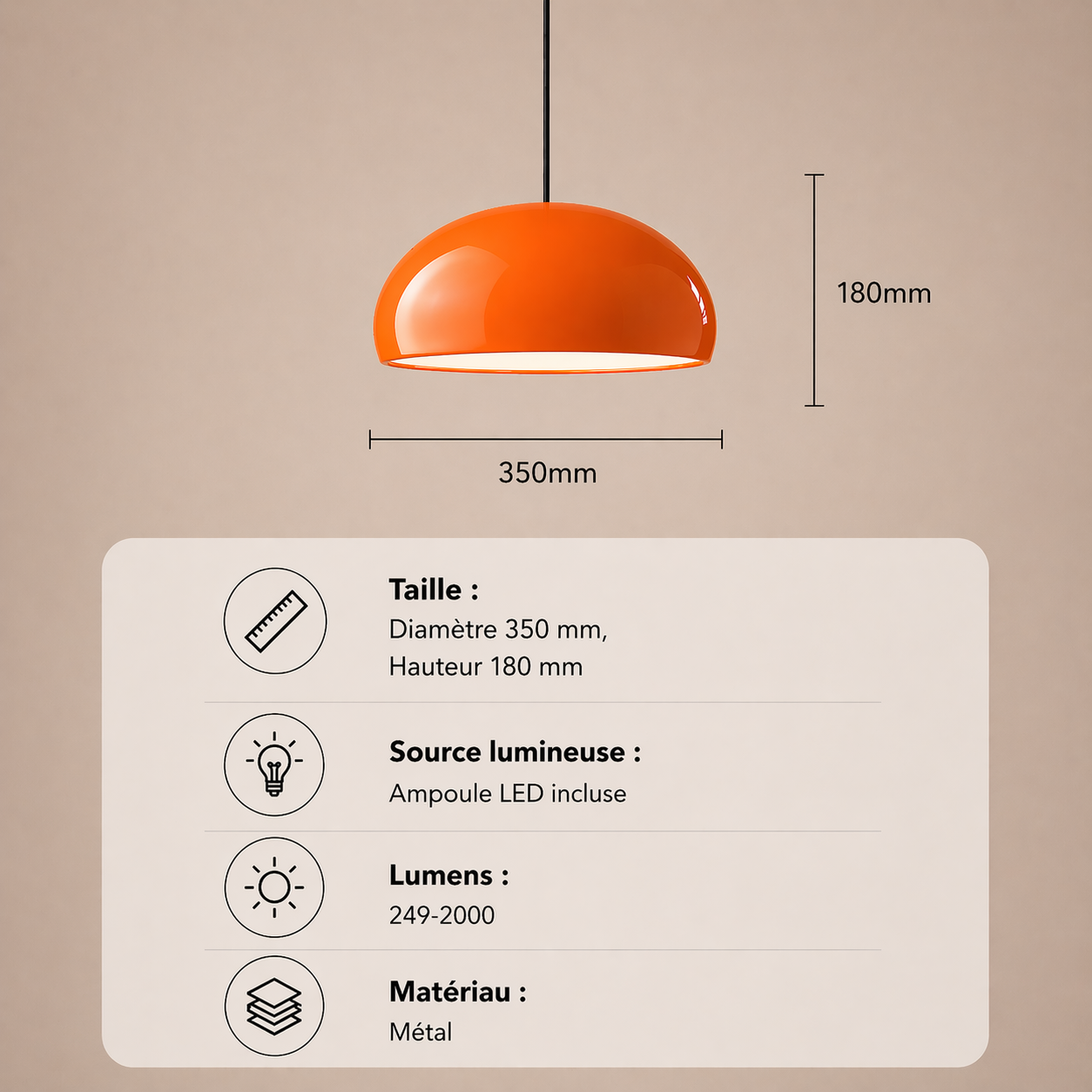Milan – Lustre | Suspension Dôme