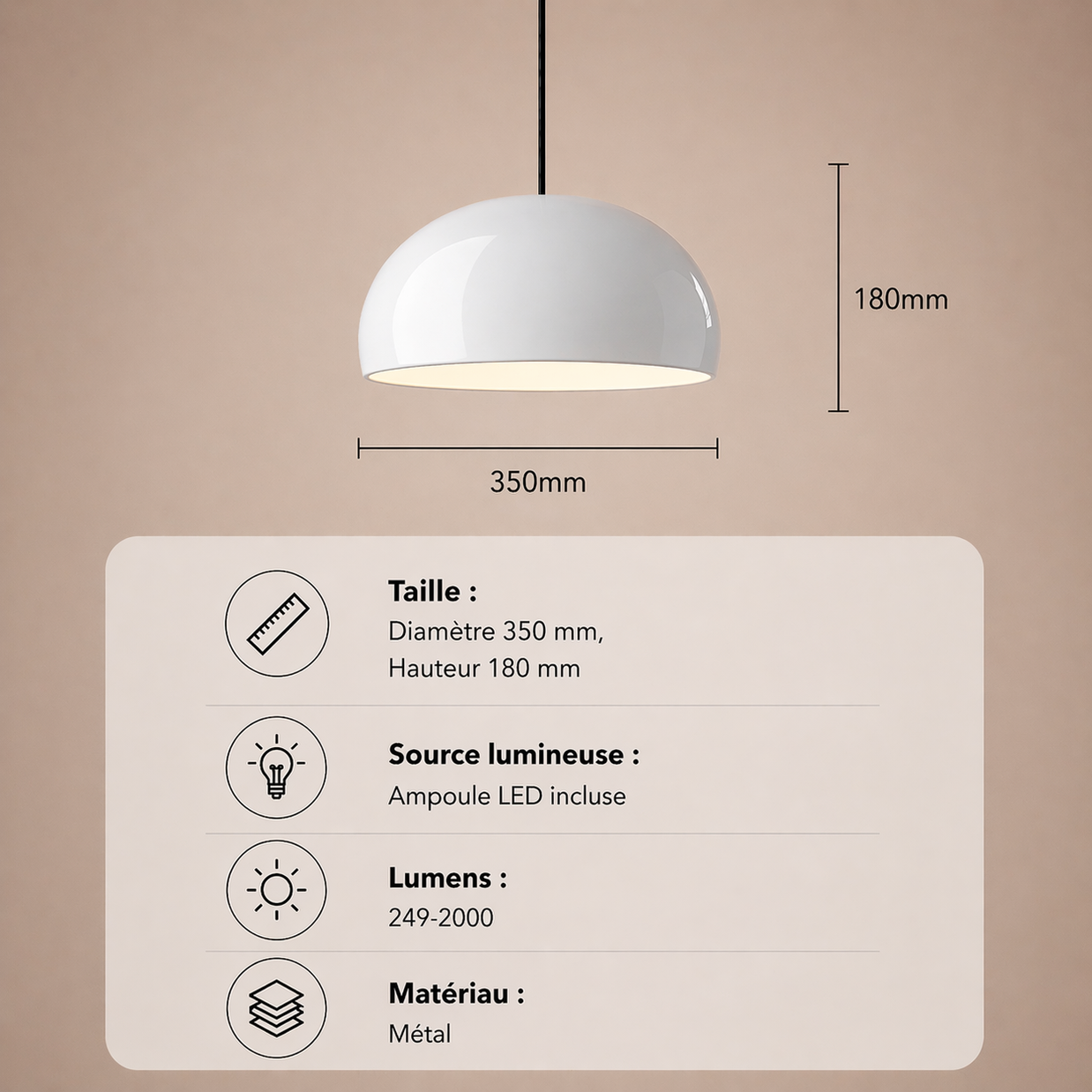 Milan – Lustre | Suspension Dôme