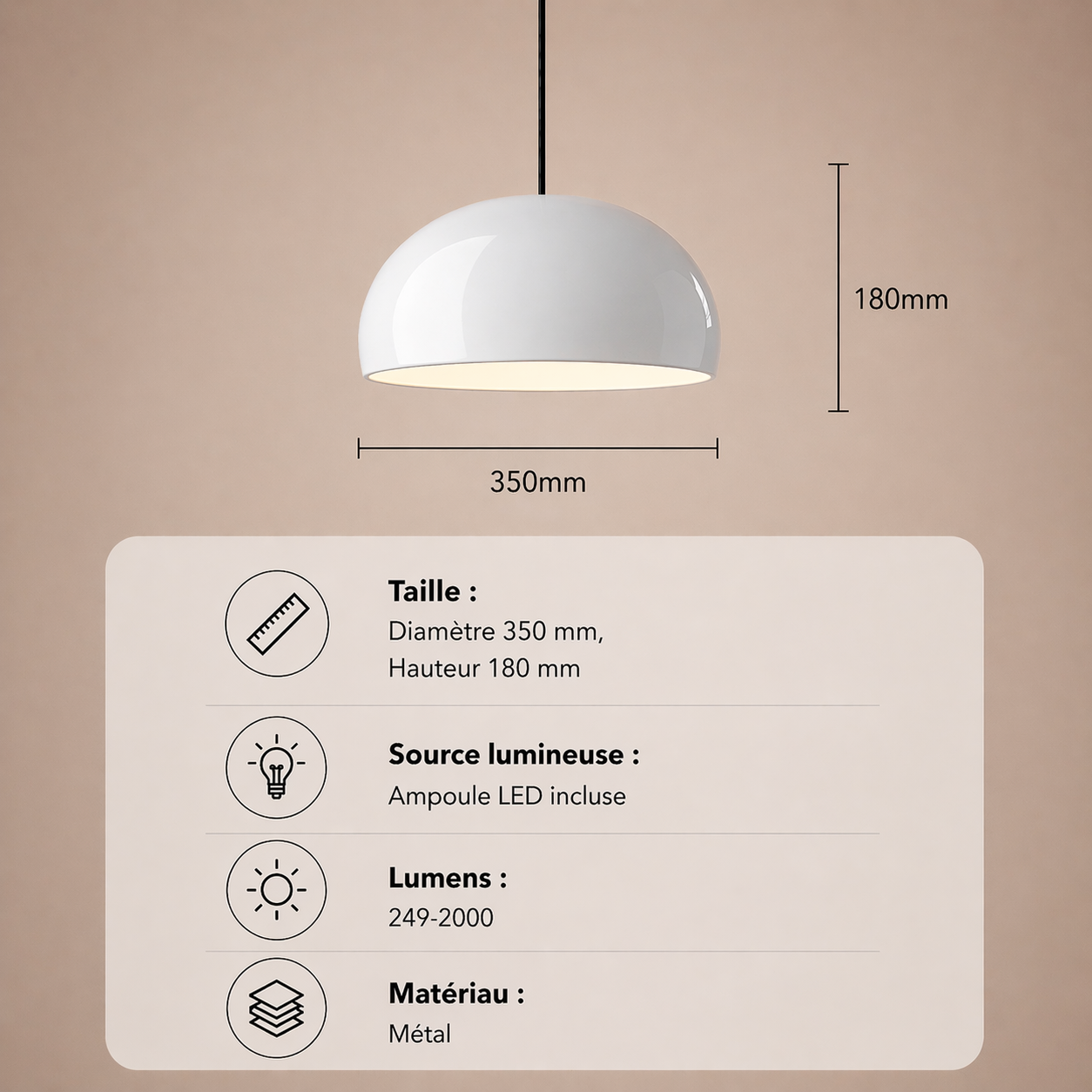 Milan – Lustre | Suspension Dôme