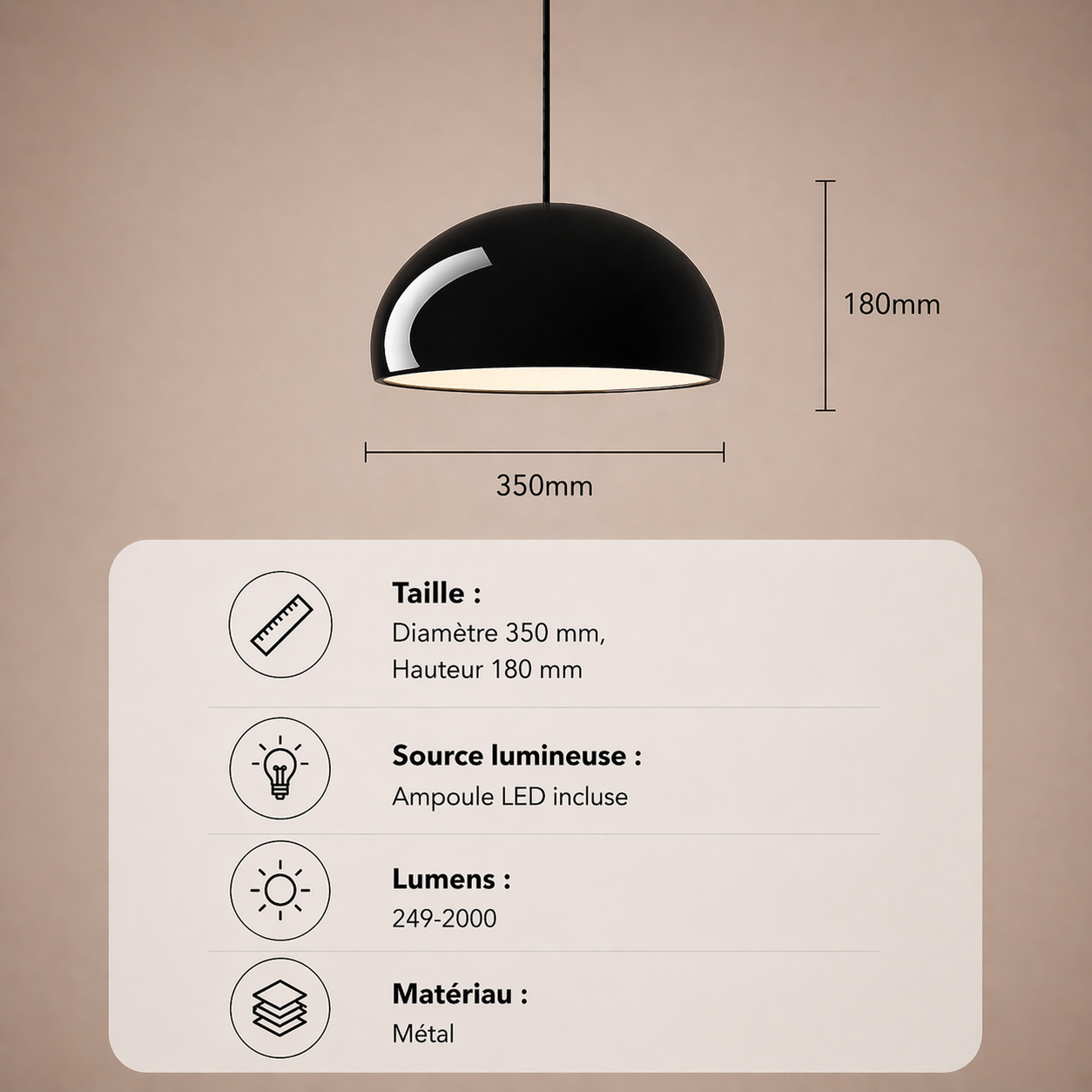 Milan – Lustre | Suspension Dôme