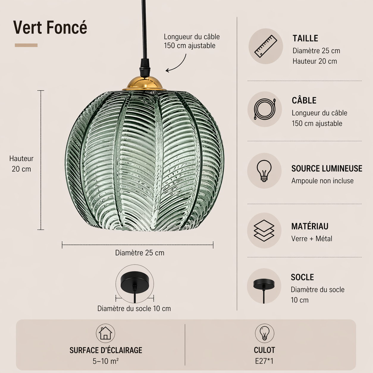 Ambre – Lustre | Suspension Verre Texturé Style Naturel