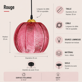 Ambre – Lustre | Suspension Verre Texturé Style Naturel