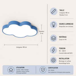 Mon Nuage – Plafonnier LED | Luminaire Nuage D'immuable Télécommande Chambre Enfant