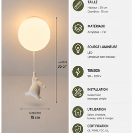 Ours Polaire – Plafonnier LED | Suspension Décorative Globe Figurine Chambre Enfant