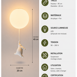 Ours Polaire – Plafonnier LED | Suspension Décorative Globe Figurine Chambre Enfant