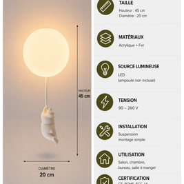 Ours Polaire – Plafonnier LED | Suspension Décorative Globe Figurine Chambre Enfant