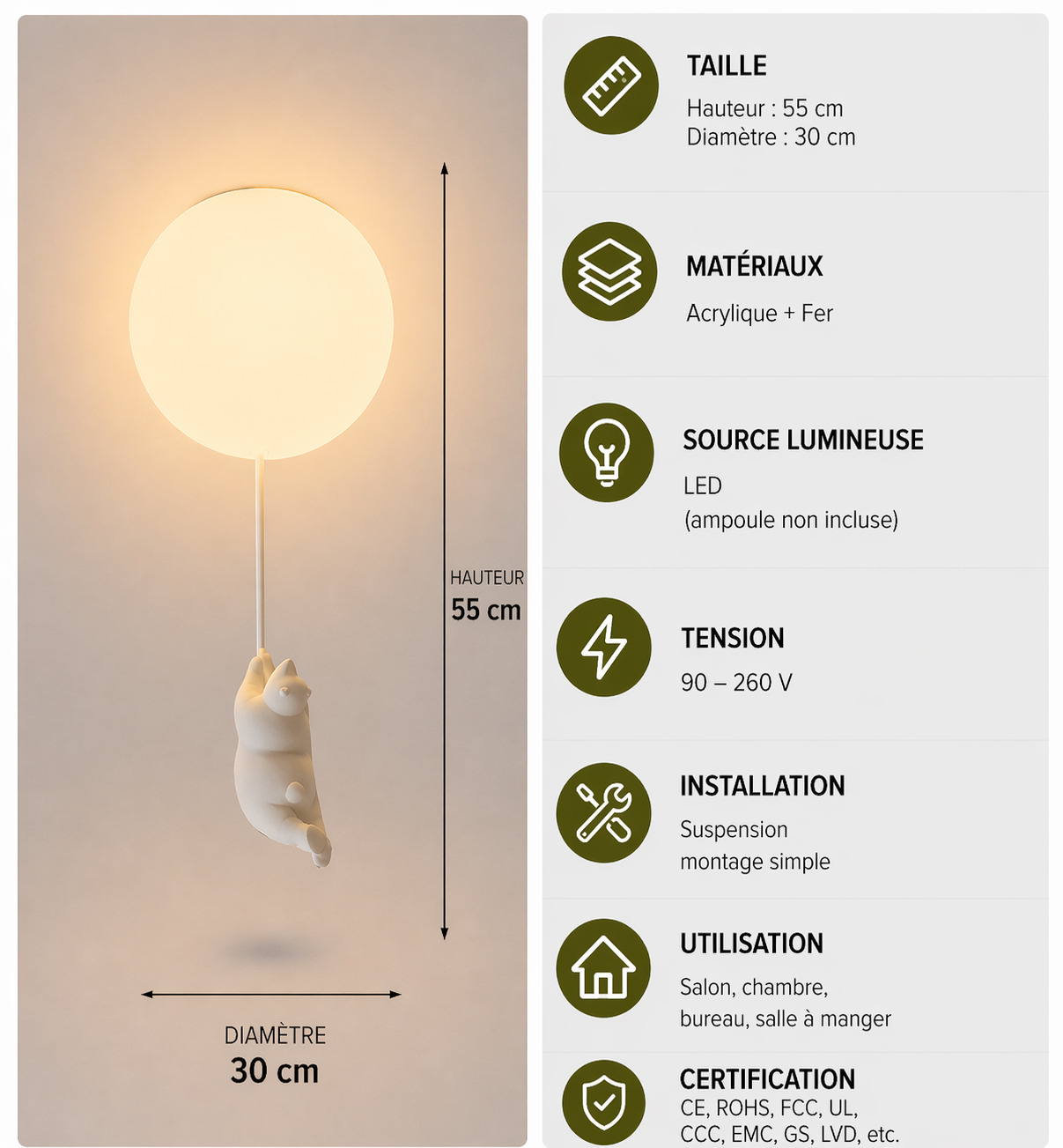 Ours Polaire – Plafonnier LED | Suspension Décorative Globe Figurine Chambre Enfant