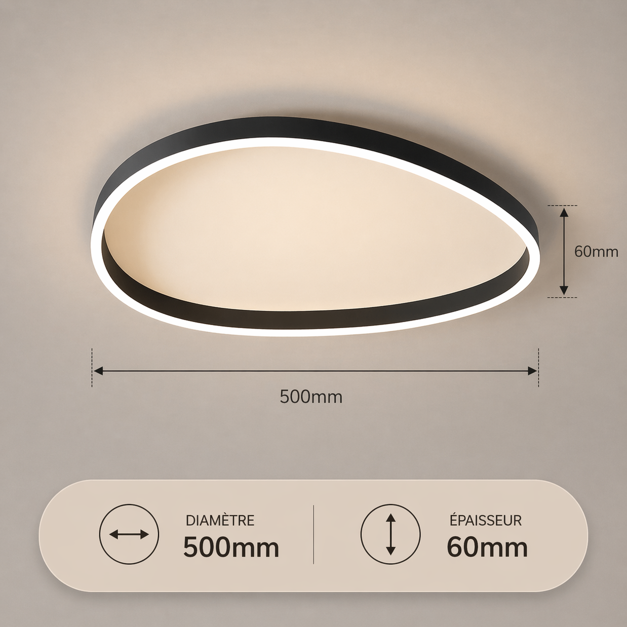 Arena Curve – Plafonnier LED | Luminaire Aluminium Brossé Forme Ovale