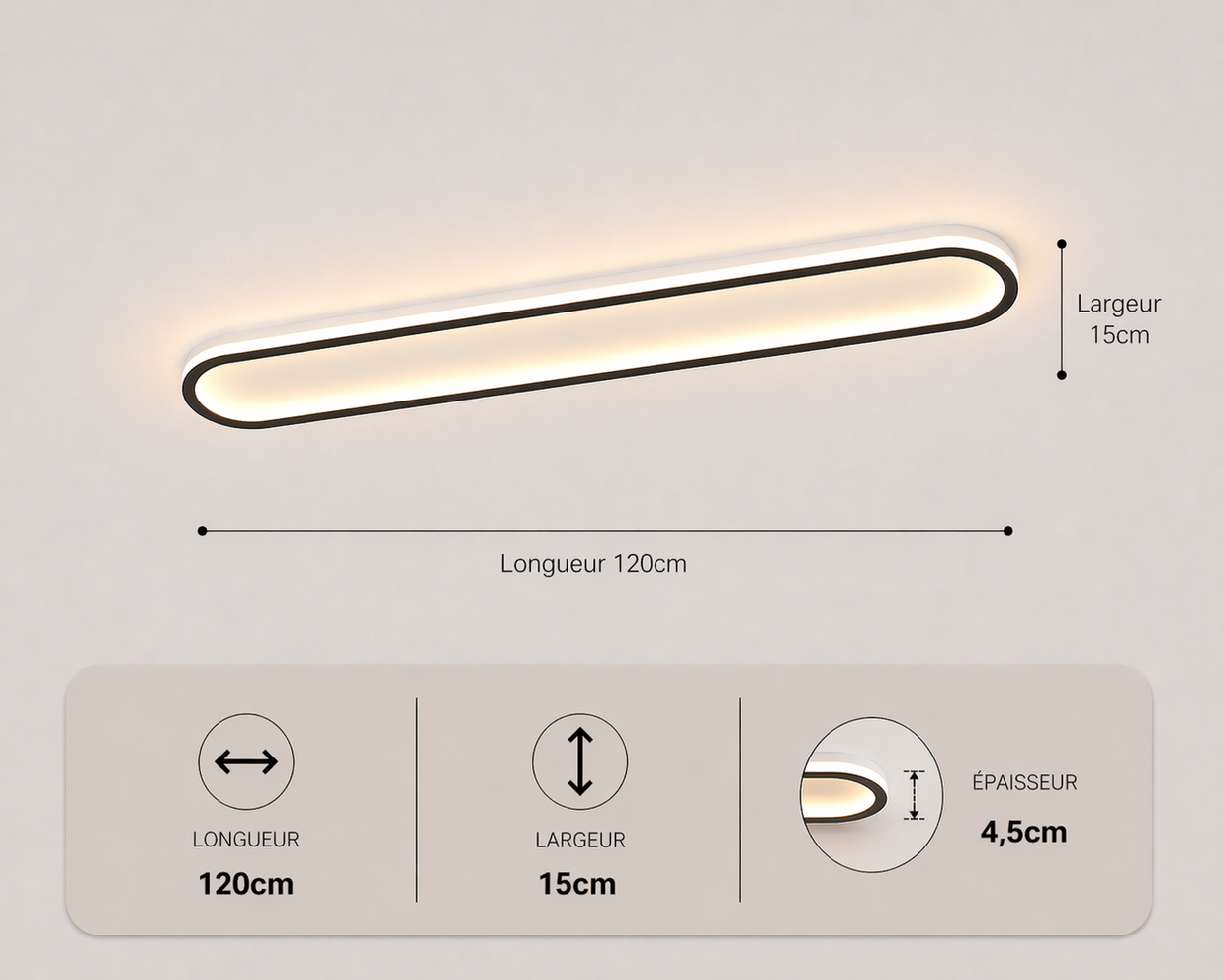 Daytona – Plafonnier LED | Luminaire Linéaire Doré Noir