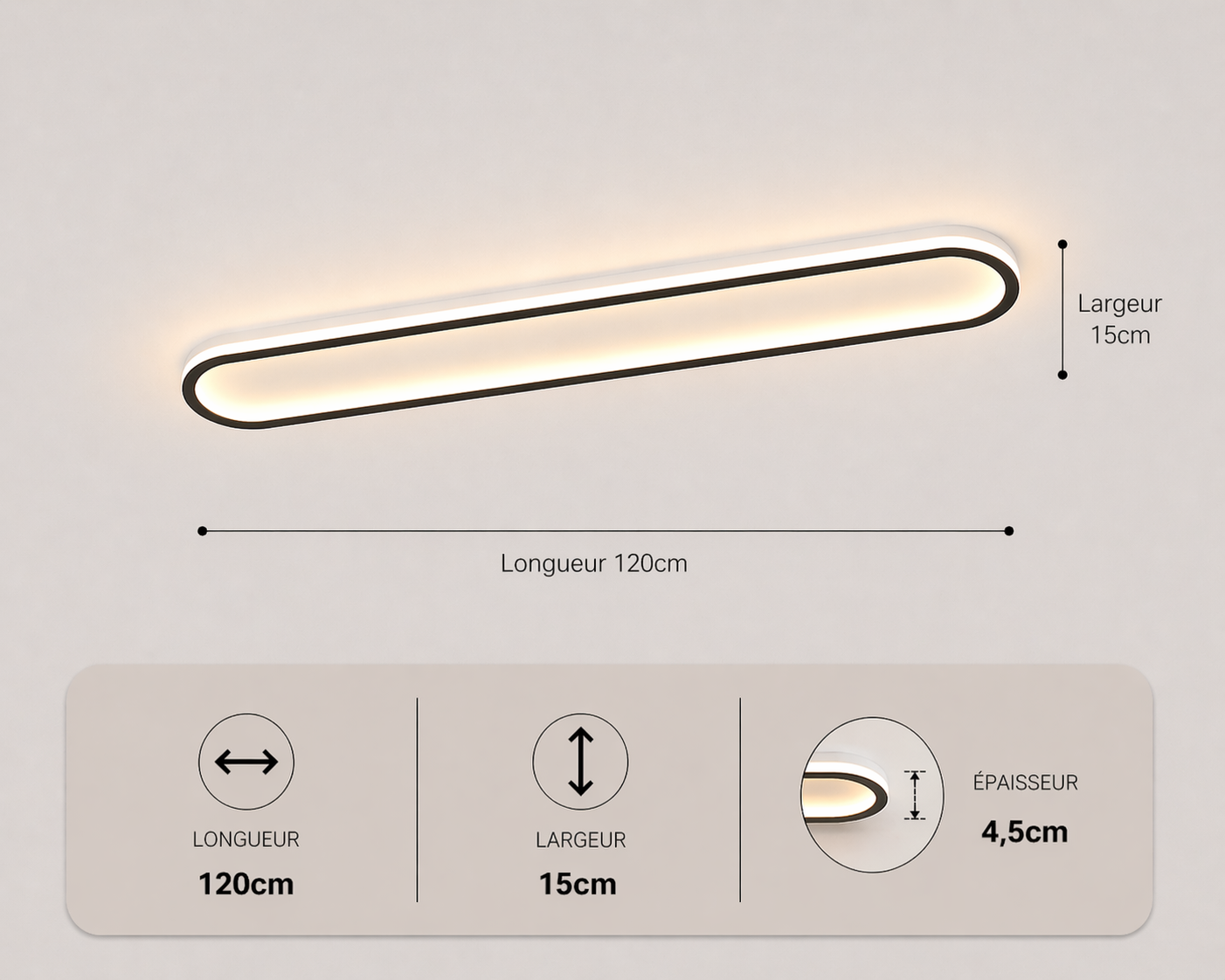 Daytona – Plafonnier LED | Luminaire Linéaire Doré Noir