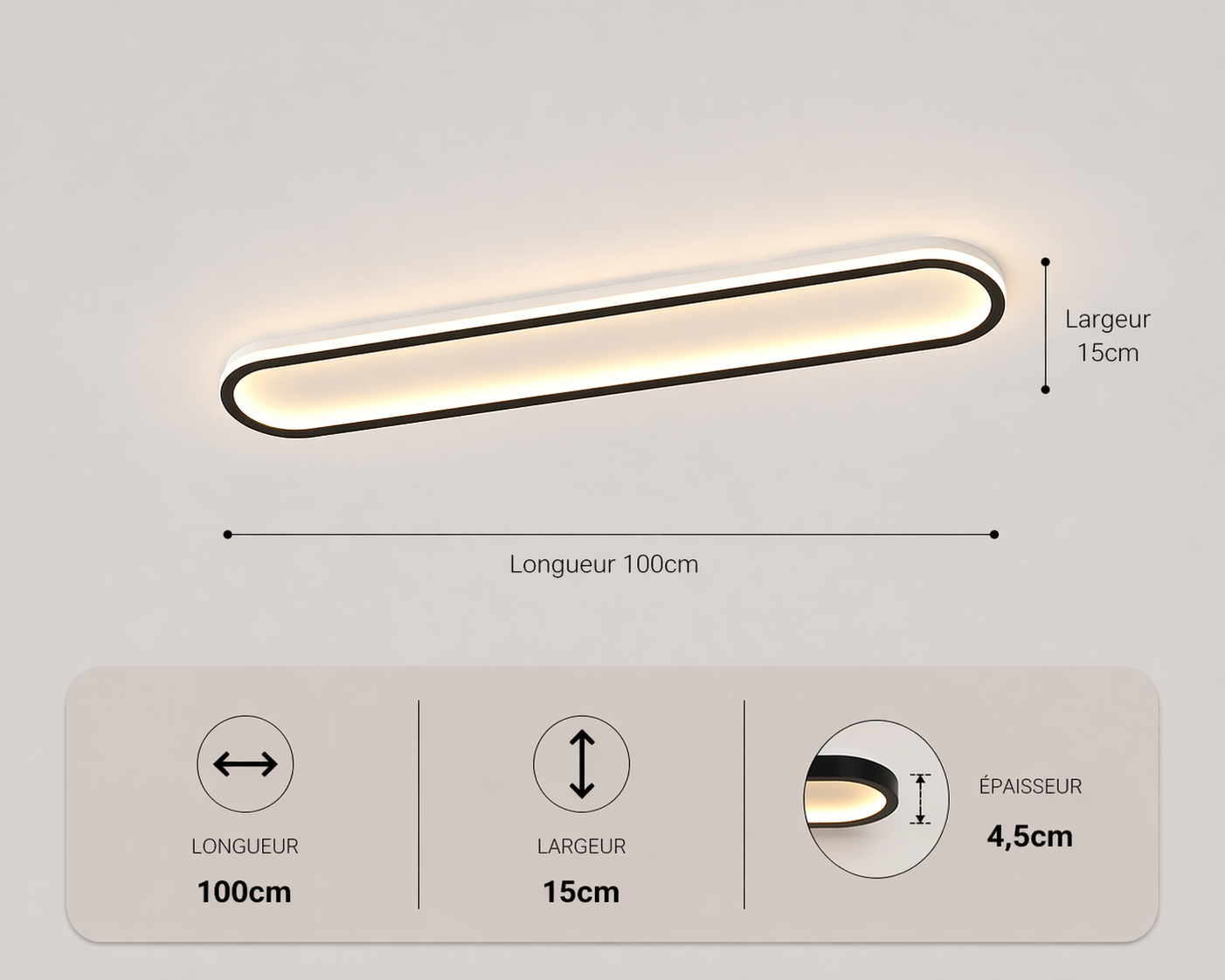 Daytona – Plafonnier LED | Luminaire Linéaire Doré Noir