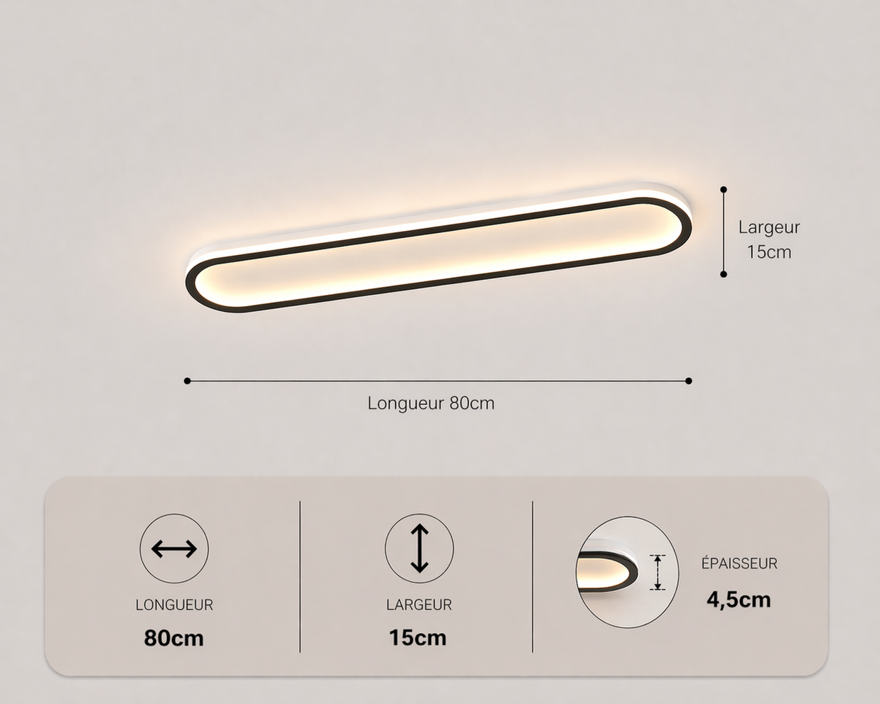 Daytona – Plafonnier LED | Luminaire Linéaire Doré Noir