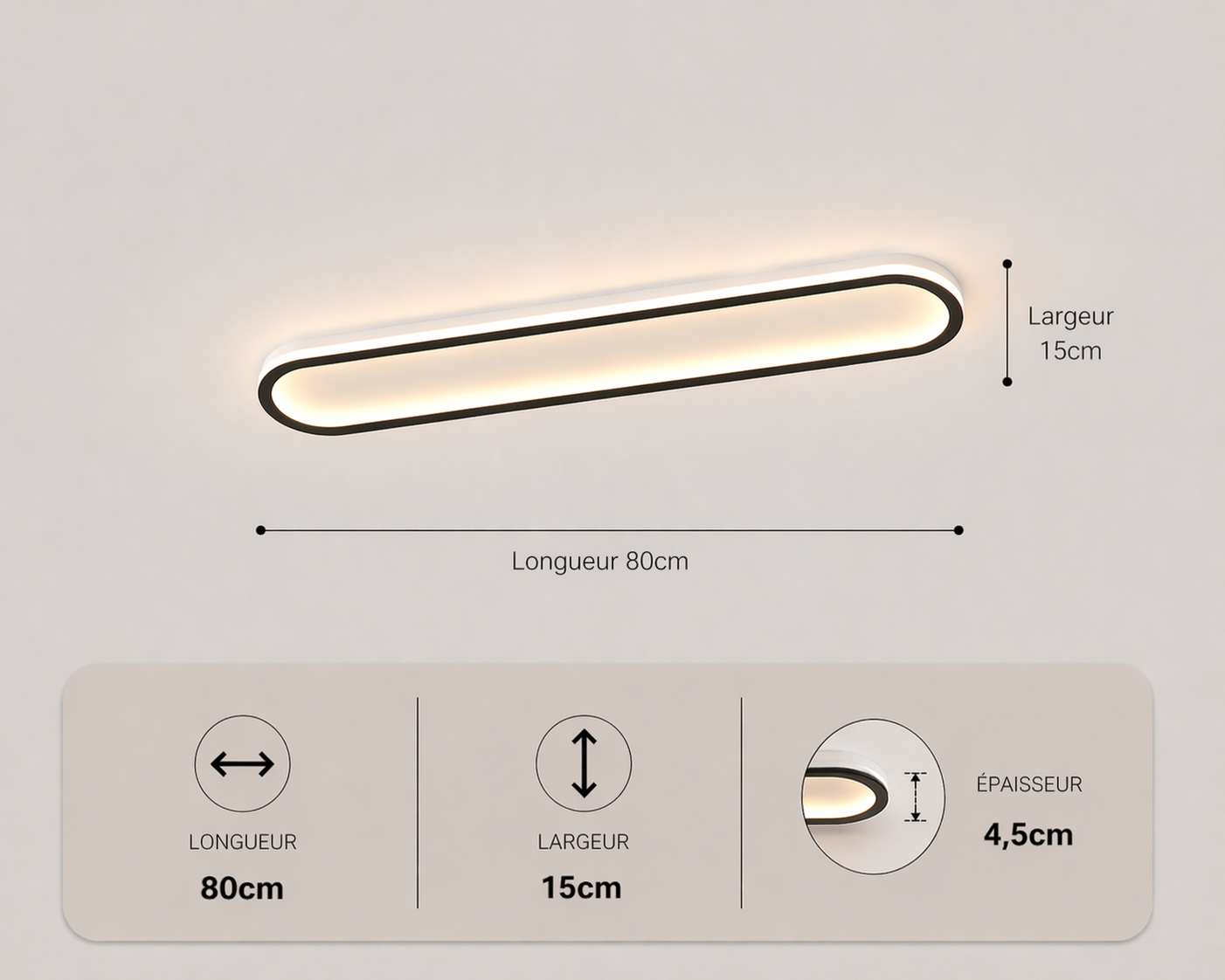 Daytona – Plafonnier LED | Luminaire Linéaire Doré Noir