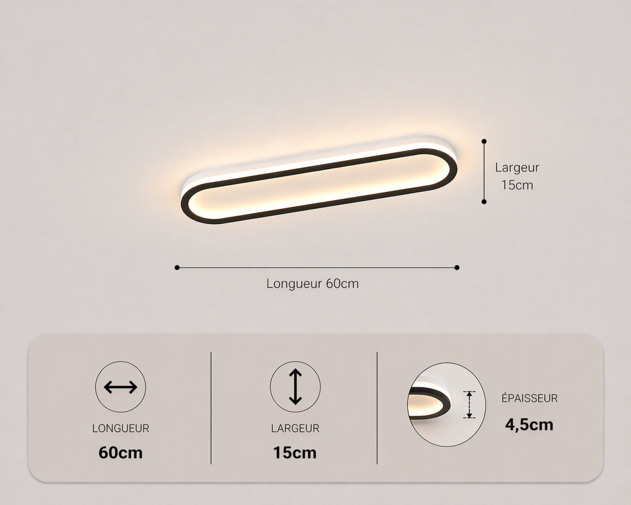 Daytona – Plafonnier LED | Luminaire Linéaire Doré Noir
