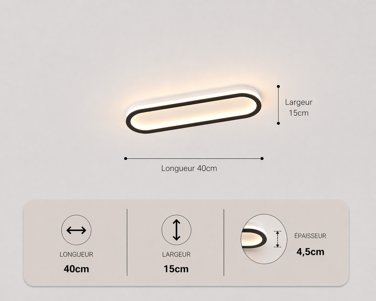 Daytona – Plafonnier LED | Luminaire Linéaire Doré Noir