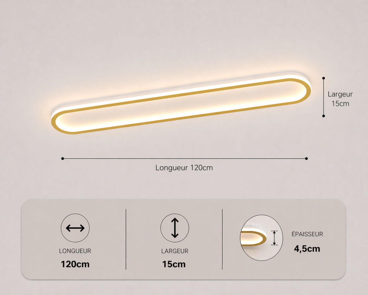 Daytona – Plafonnier LED | Luminaire Linéaire Doré Noir