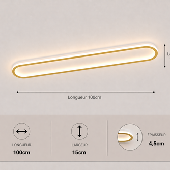 Daytona – Plafonnier LED | Luminaire Linéaire Doré Noir