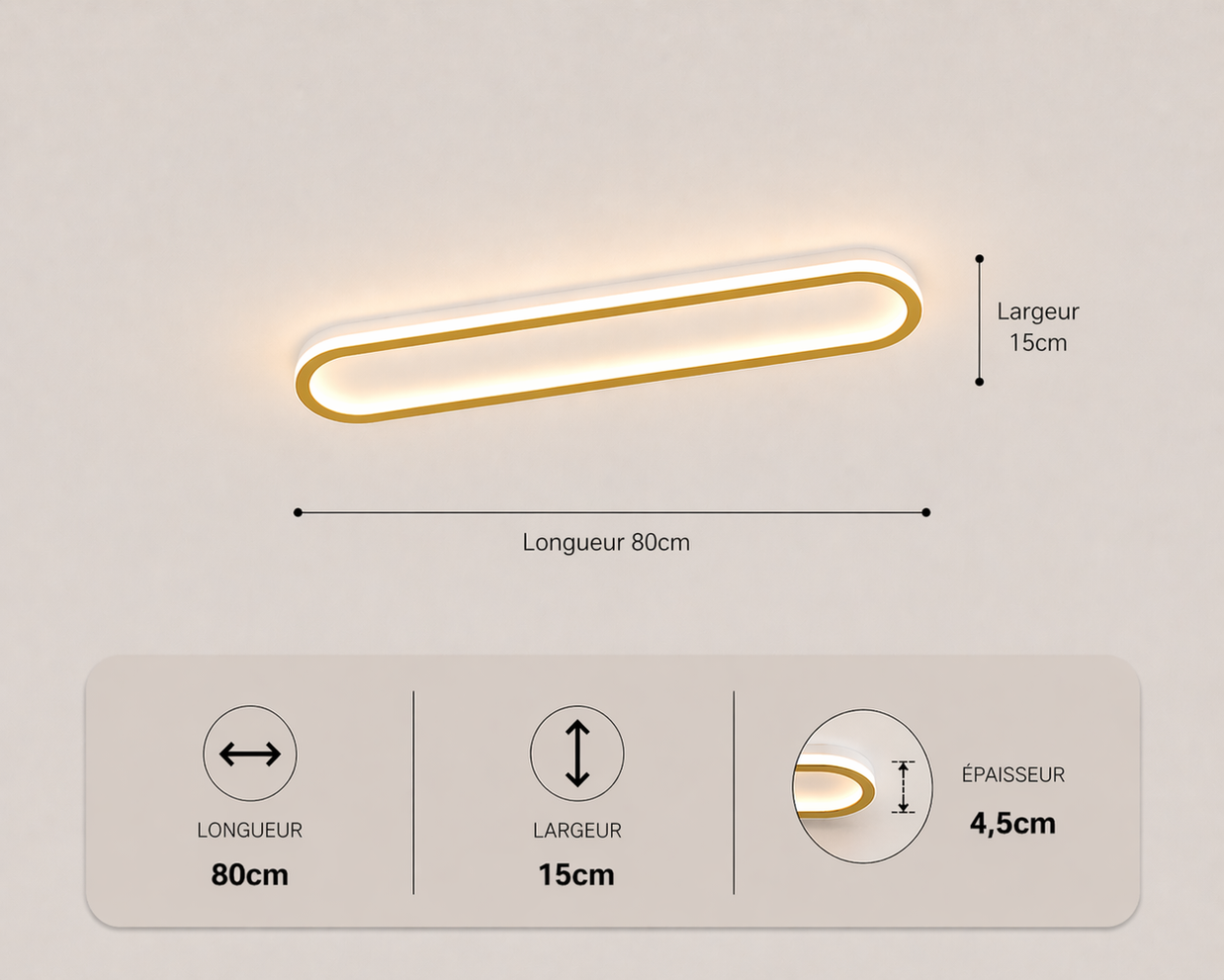 Daytona – Plafonnier LED | Luminaire Linéaire Doré Noir