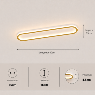 Daytona – Plafonnier LED | Luminaire Linéaire Doré Noir