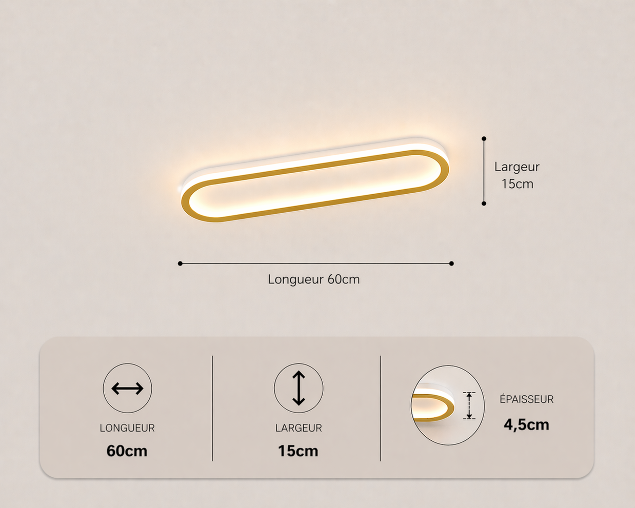 Daytona – Plafonnier LED | Luminaire Linéaire Doré Noir