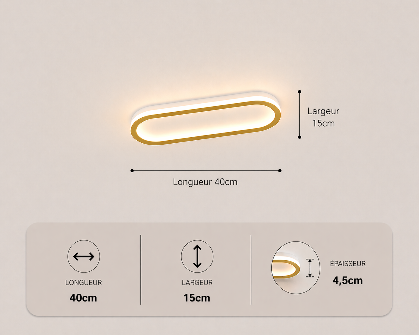Daytona – Plafonnier LED | Luminaire Linéaire Doré Noir