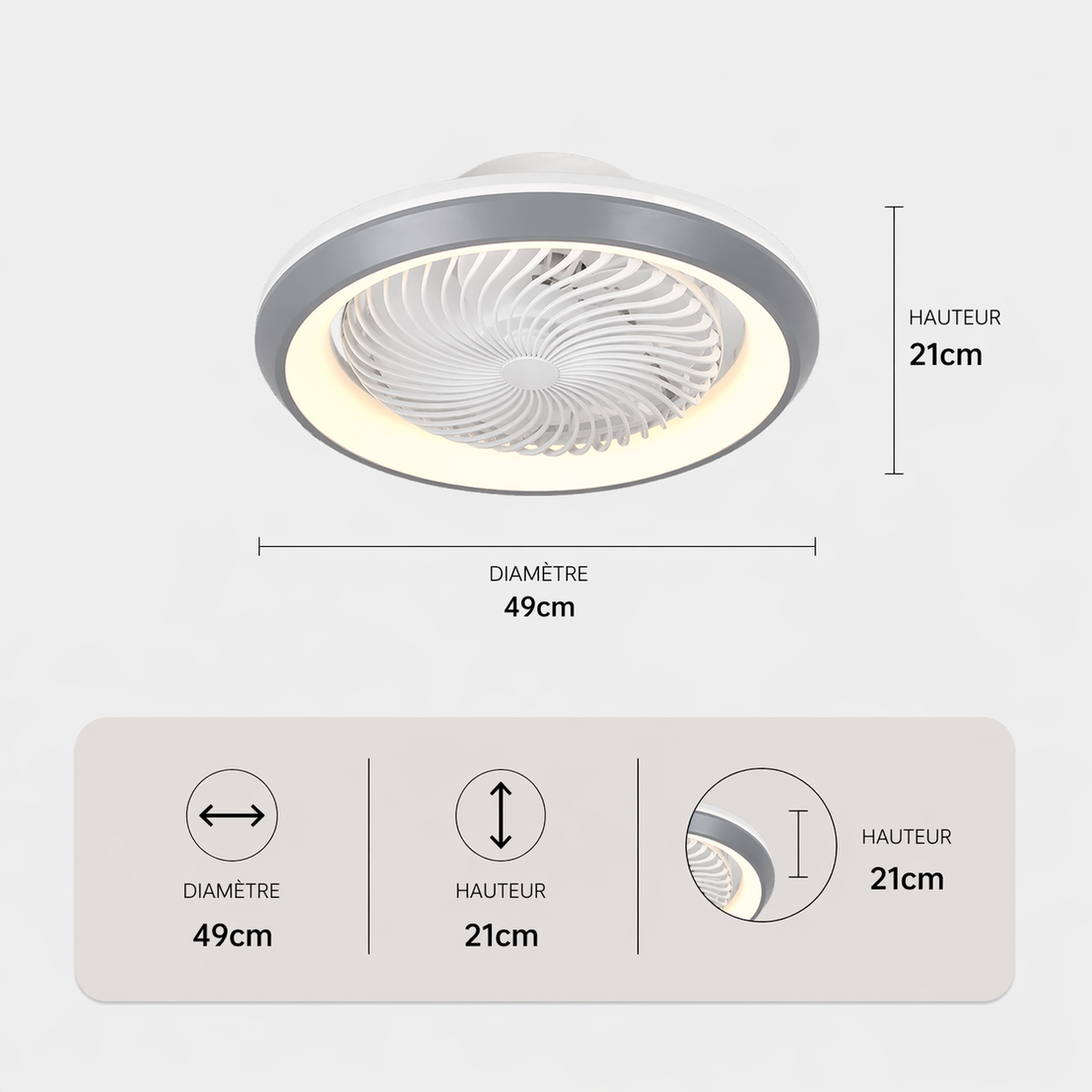 Plafonnier Ventilateur | Ventilateur Plafond LED Design Circulaire – Ring