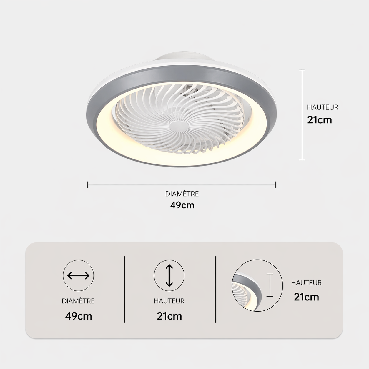 Plafonnier Ventilateur | Ventilateur Plafond LED Design Circulaire – Ring