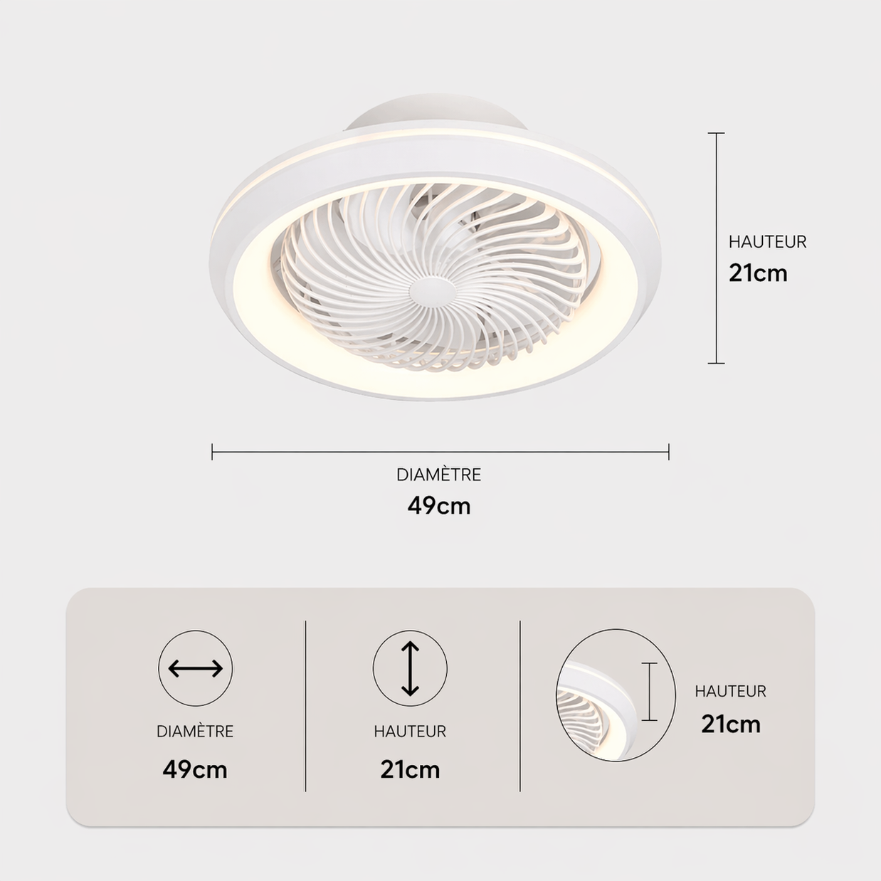 Plafonnier Ventilateur | Ventilateur Plafond LED Design Circulaire – Ring