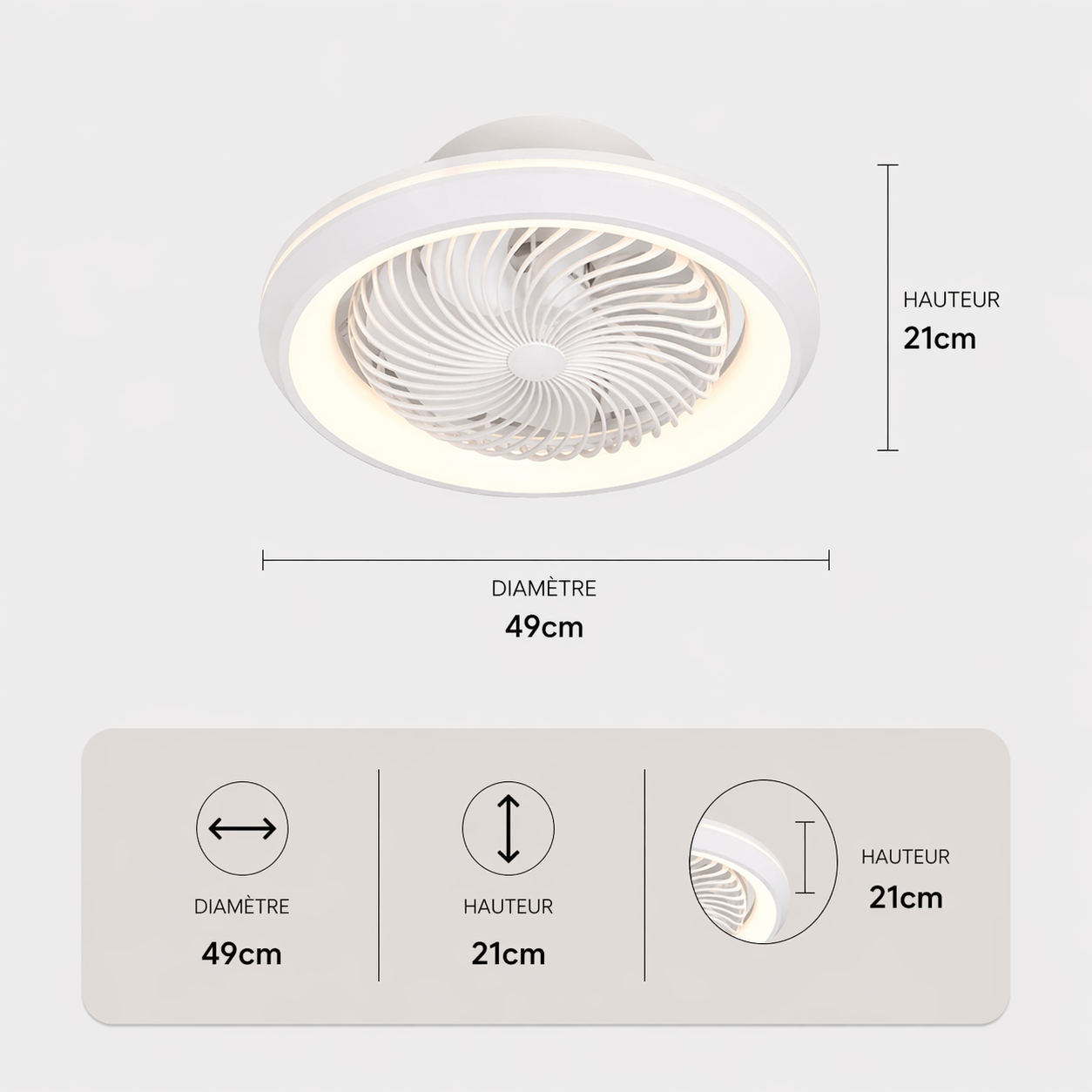 Plafonnier Ventilateur | Ventilateur Plafond LED Design Circulaire – Ring