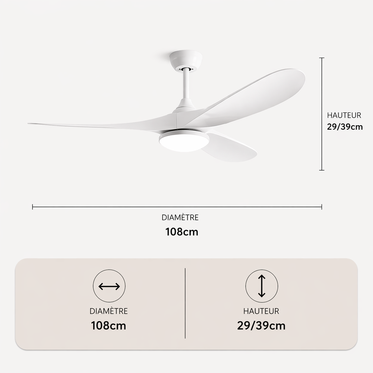 L'élégance – Plafonnier Ventilateur | Ventilateur Plafond Pales Bois Style Nordique