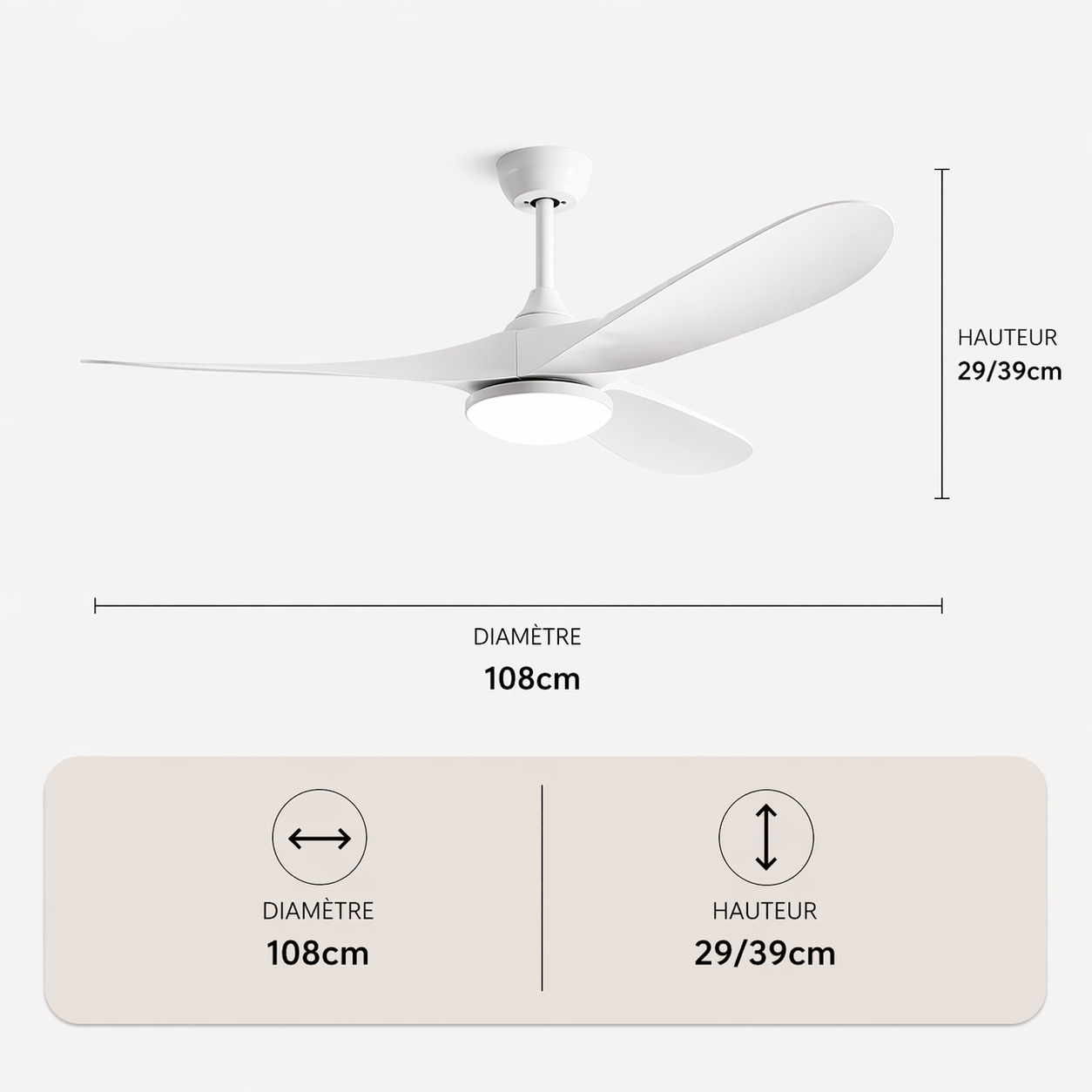 L'élégance – Plafonnier Ventilateur | Ventilateur Plafond Pales Bois Style Nordique