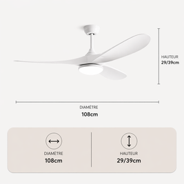 L'élégance – Plafonnier Ventilateur | Ventilateur Plafond Pales Bois Style Nordique